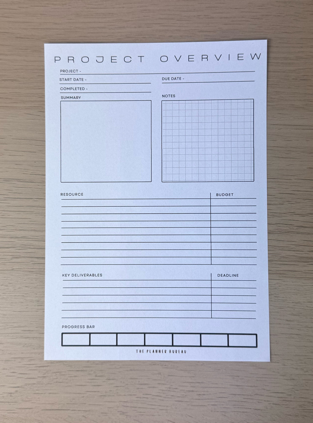 Project Planner Insert