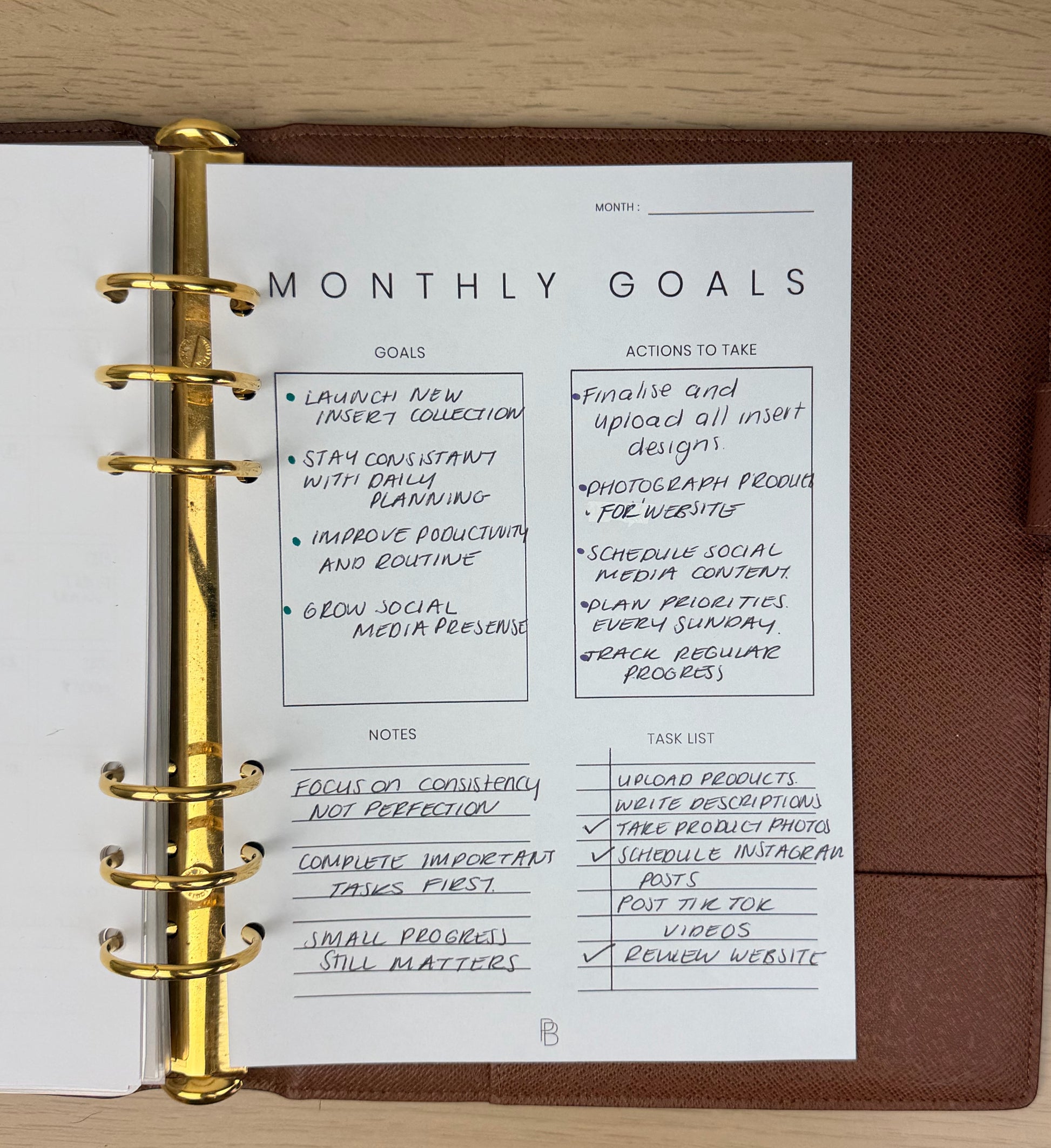 Monthly Goal Planner
