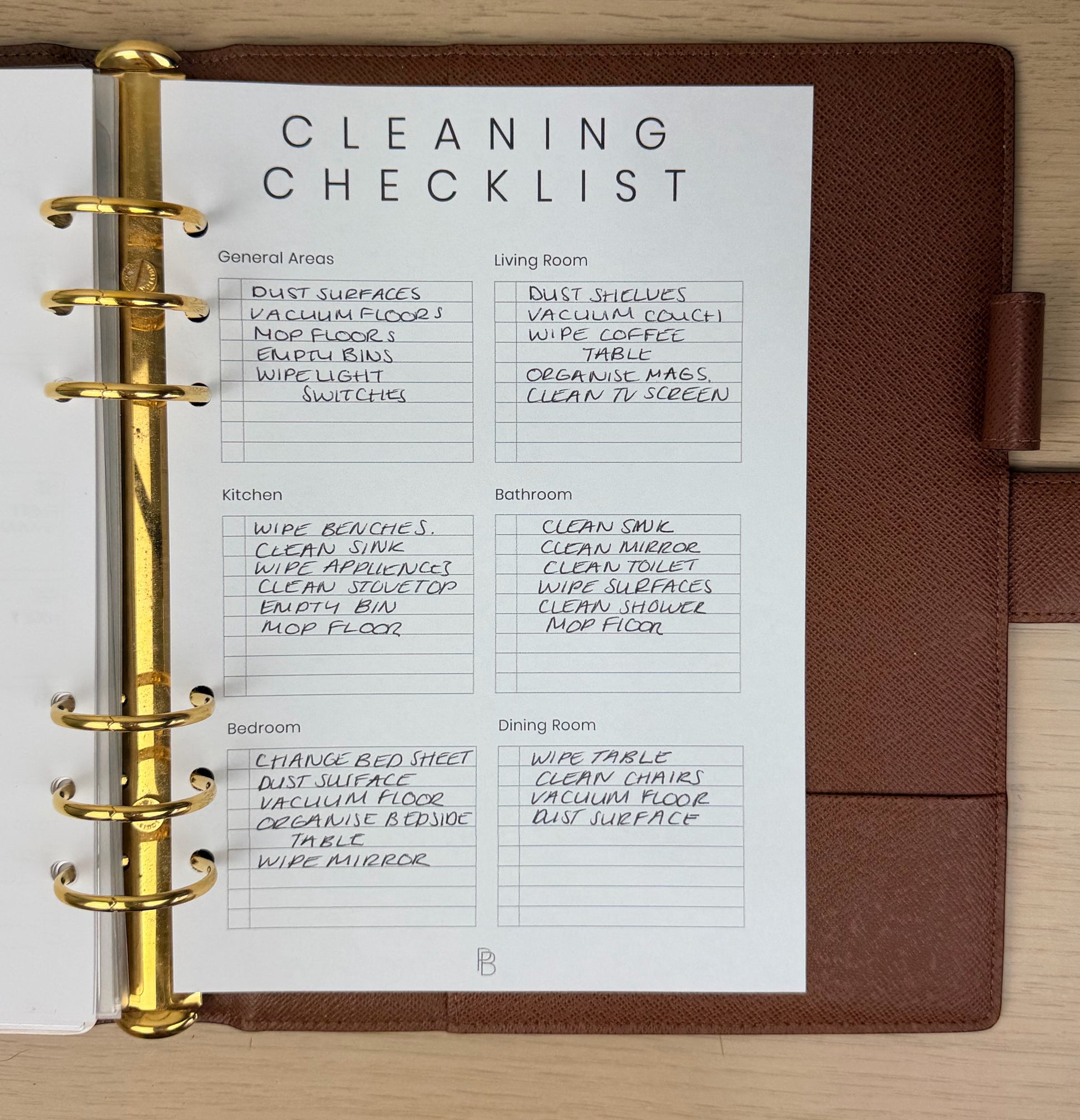 Cleaning Checklist