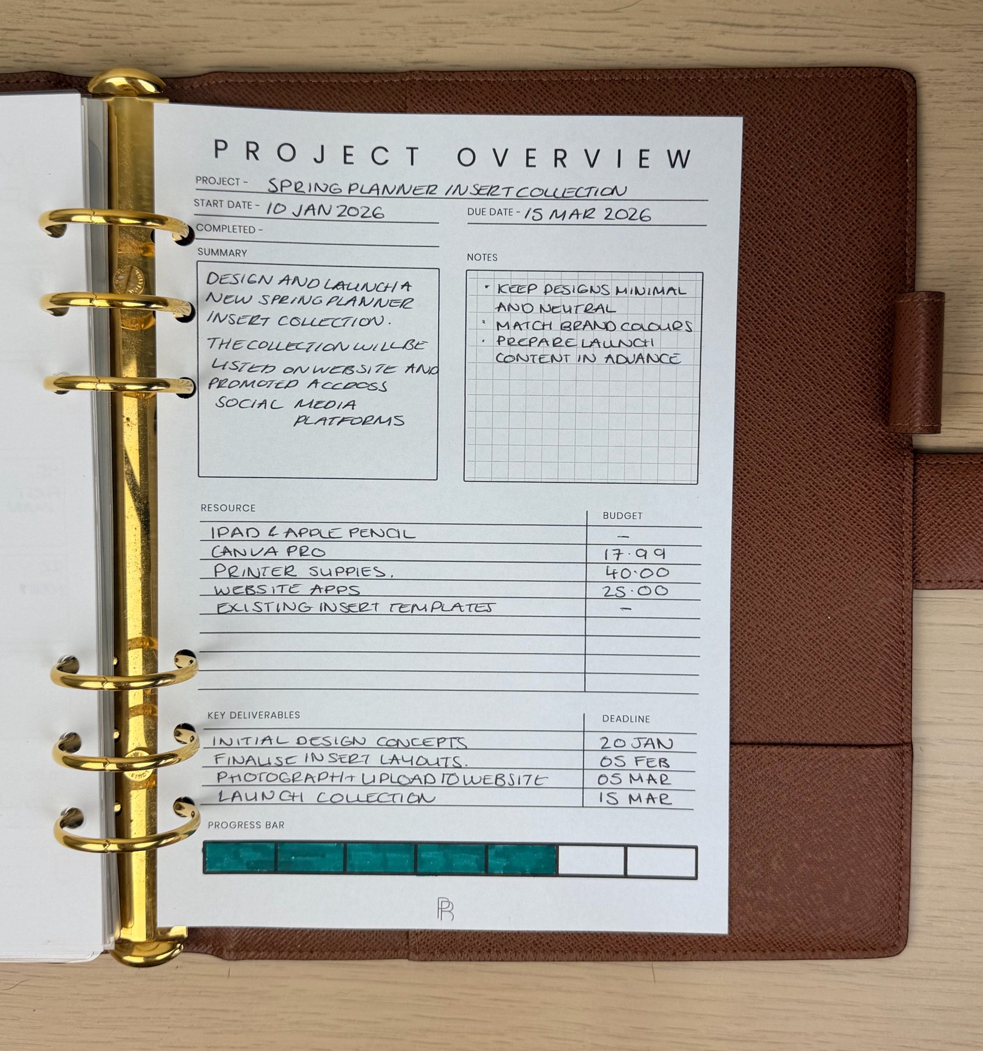 Project Planner Insert
