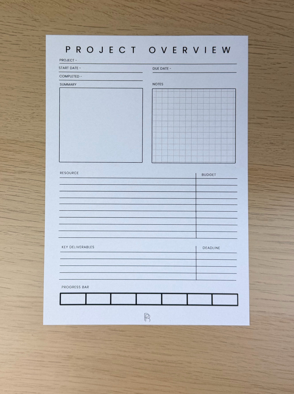 Project Planner Insert