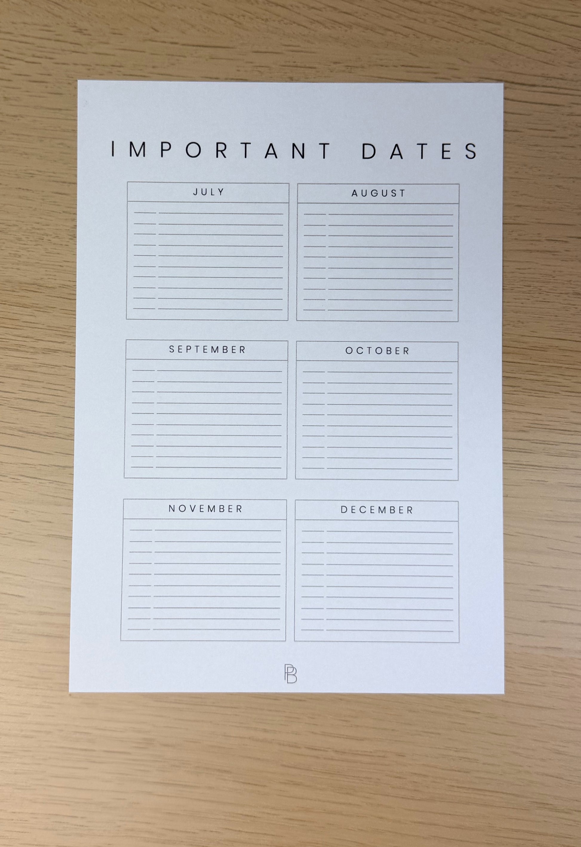 Important Dates