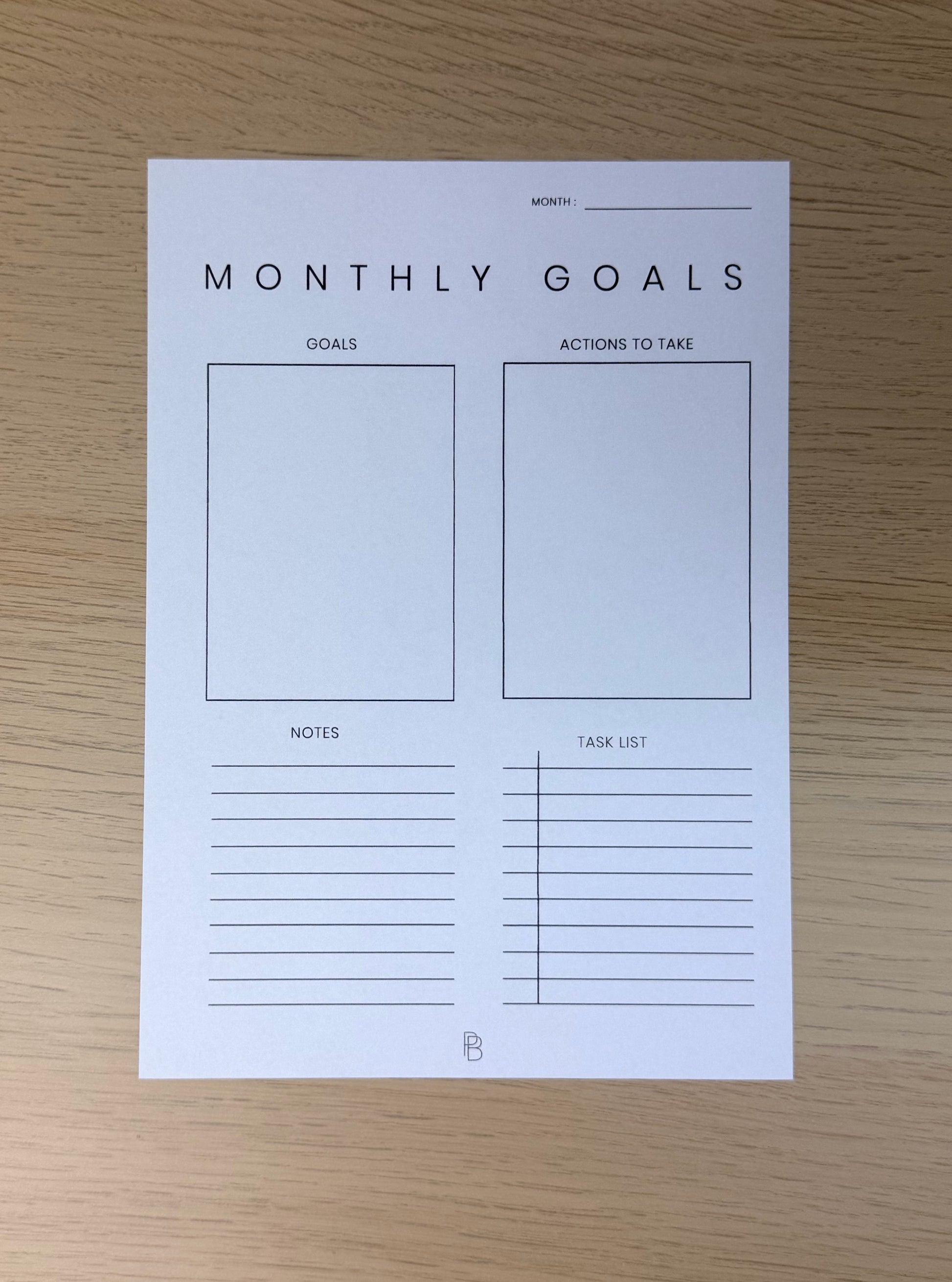 Monthly Goal Planner