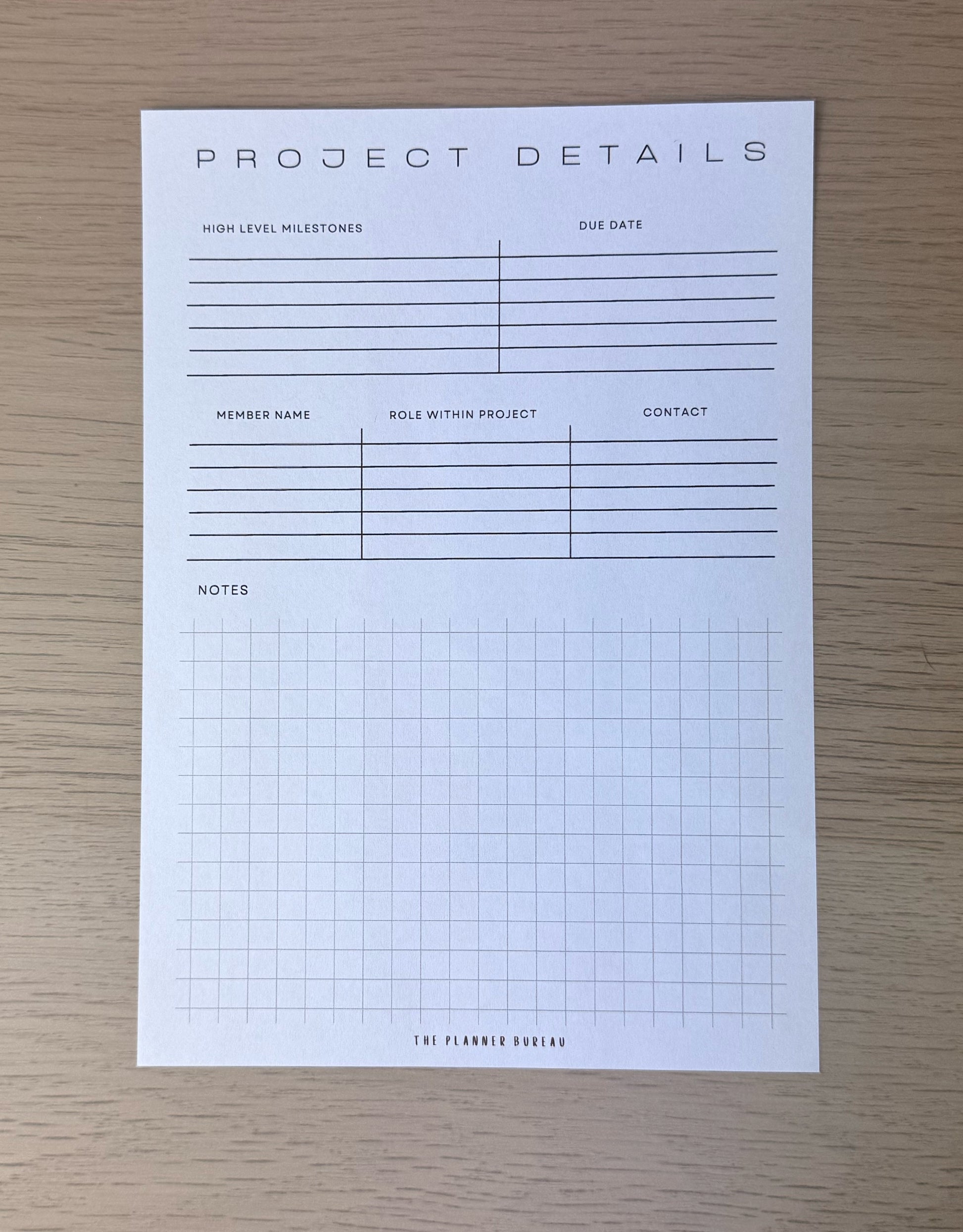 Project Planner Insert