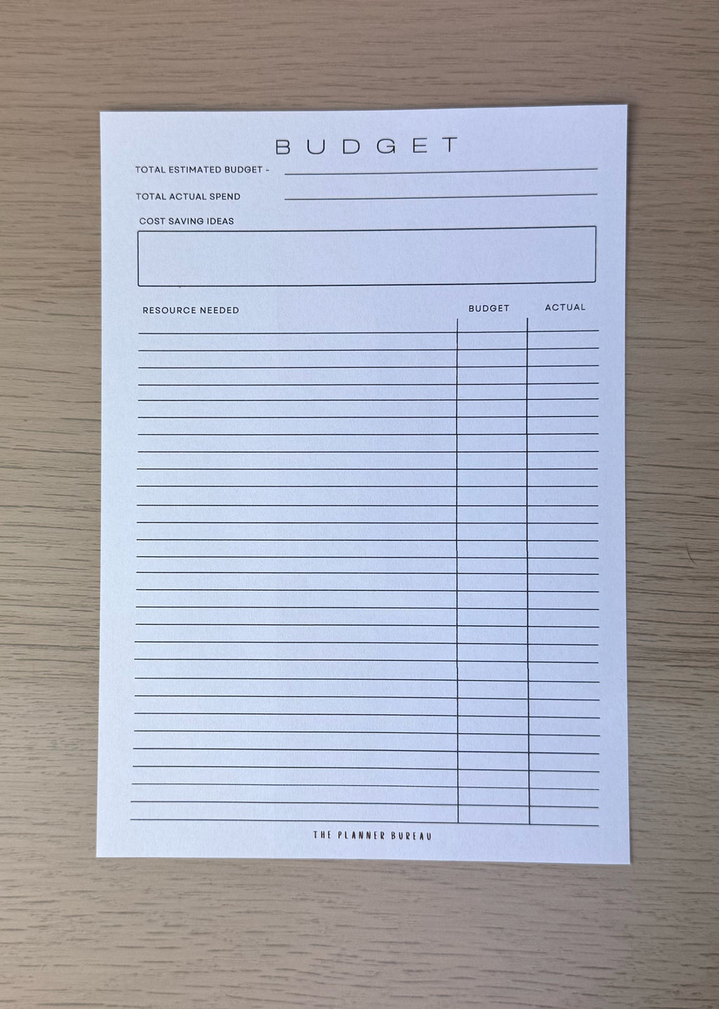 Project Planner Insert